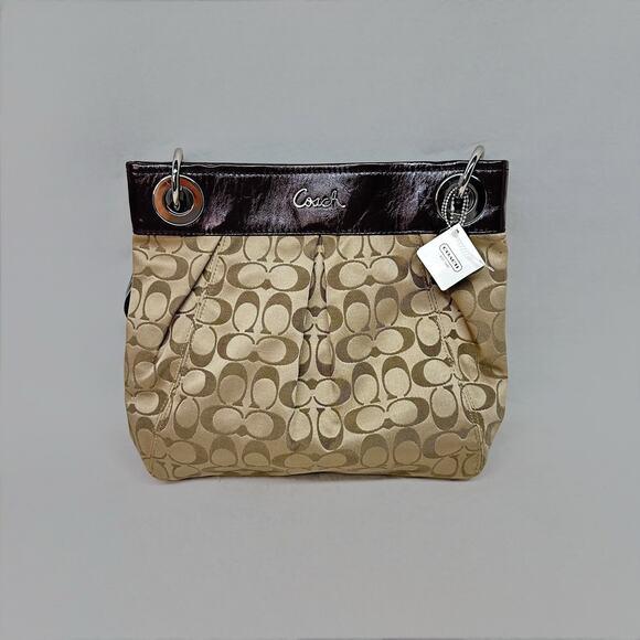 Coach Ashley Signature Satchel Bag in Khaki/Mahogan - Picture 1 of 5